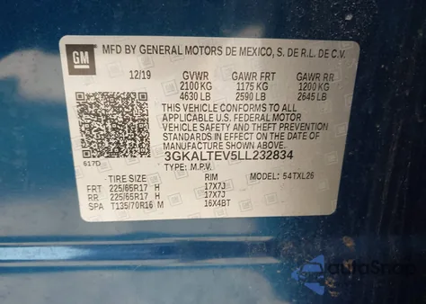 2020 GMC Terrain Sle from USA, damaged, VIN 3GKALTEV5LL232834